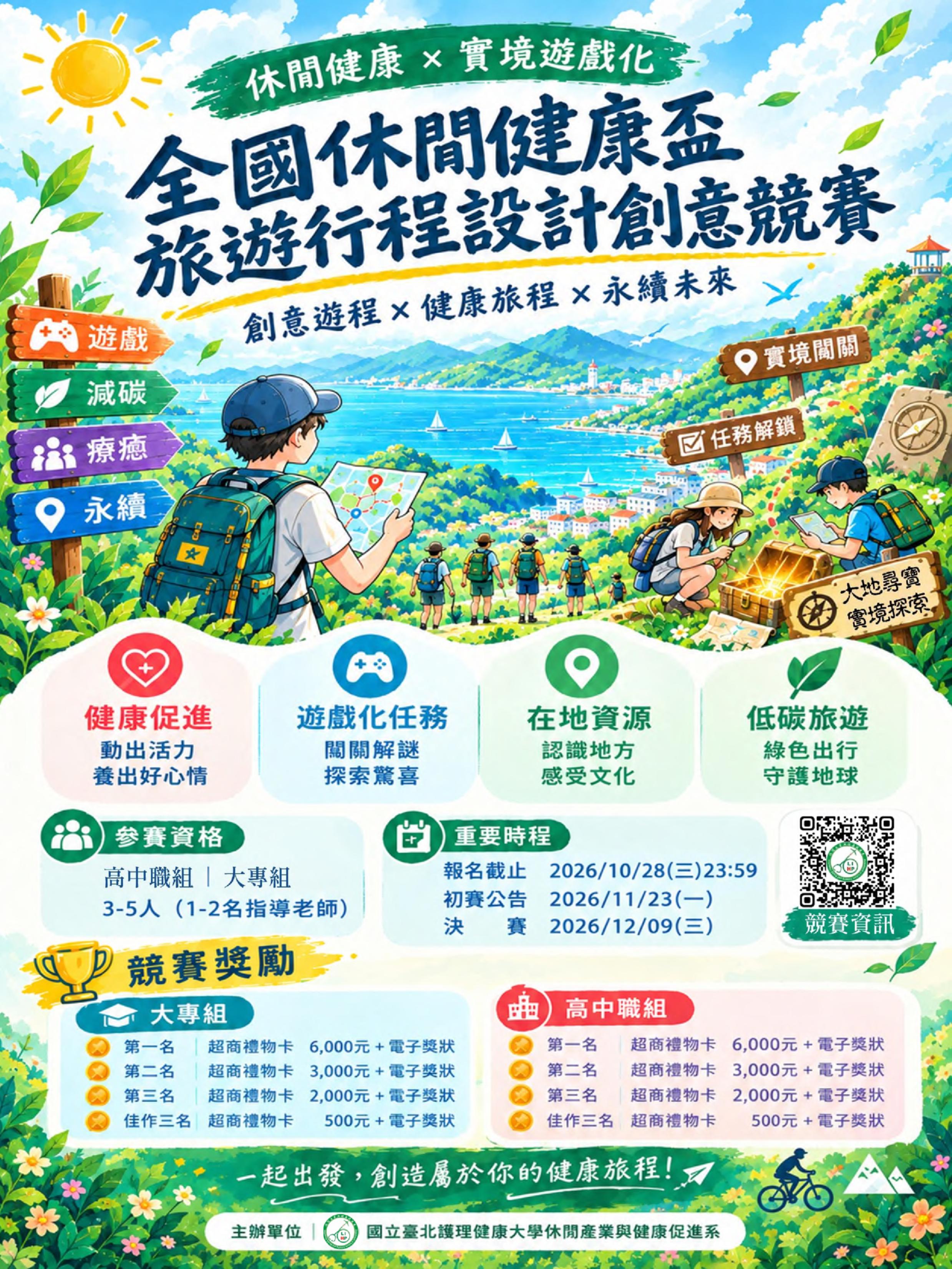 國立臺北護理健康大學「第七屆全國休閒健康盃旅遊行程設計創意競賽」