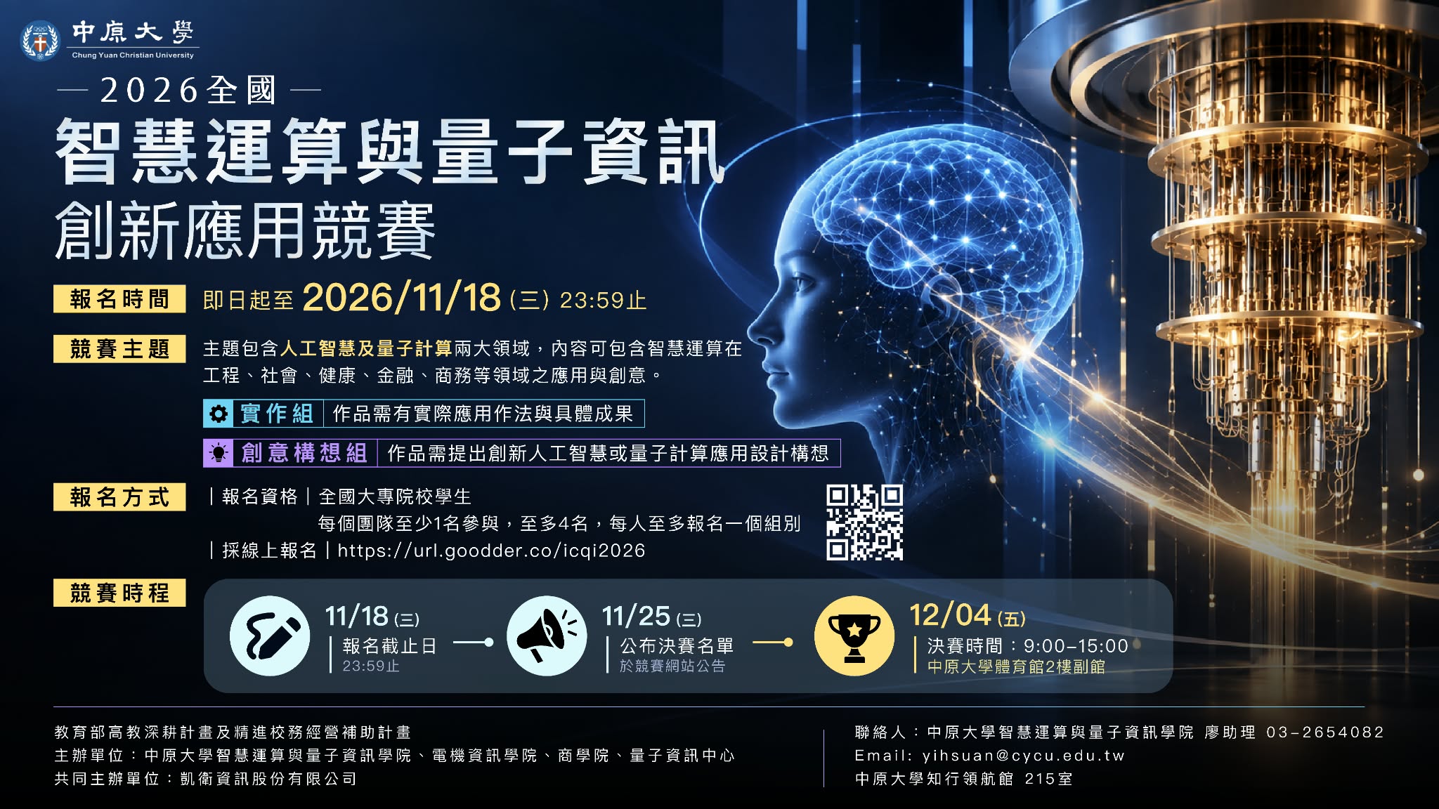 中原大學 「2026年全國智慧運算與量子資訊創新應用競賽」